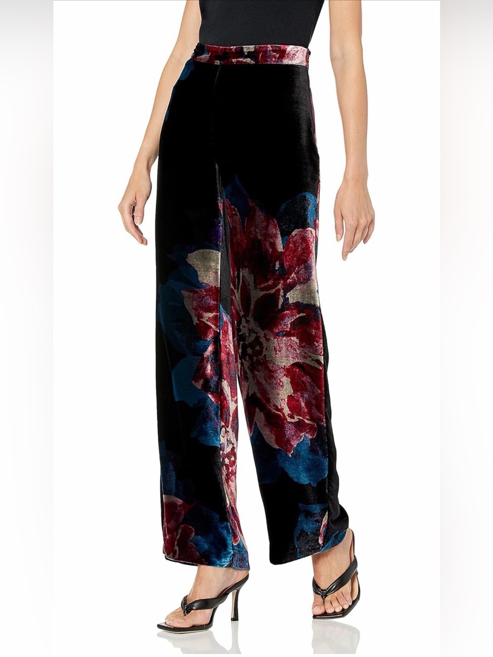 Trina Turk Penelope Velvet Floral Pants. Wide Leg
